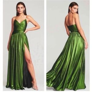 Retrofete Doss Metallic Green Maxi Formal Dress
